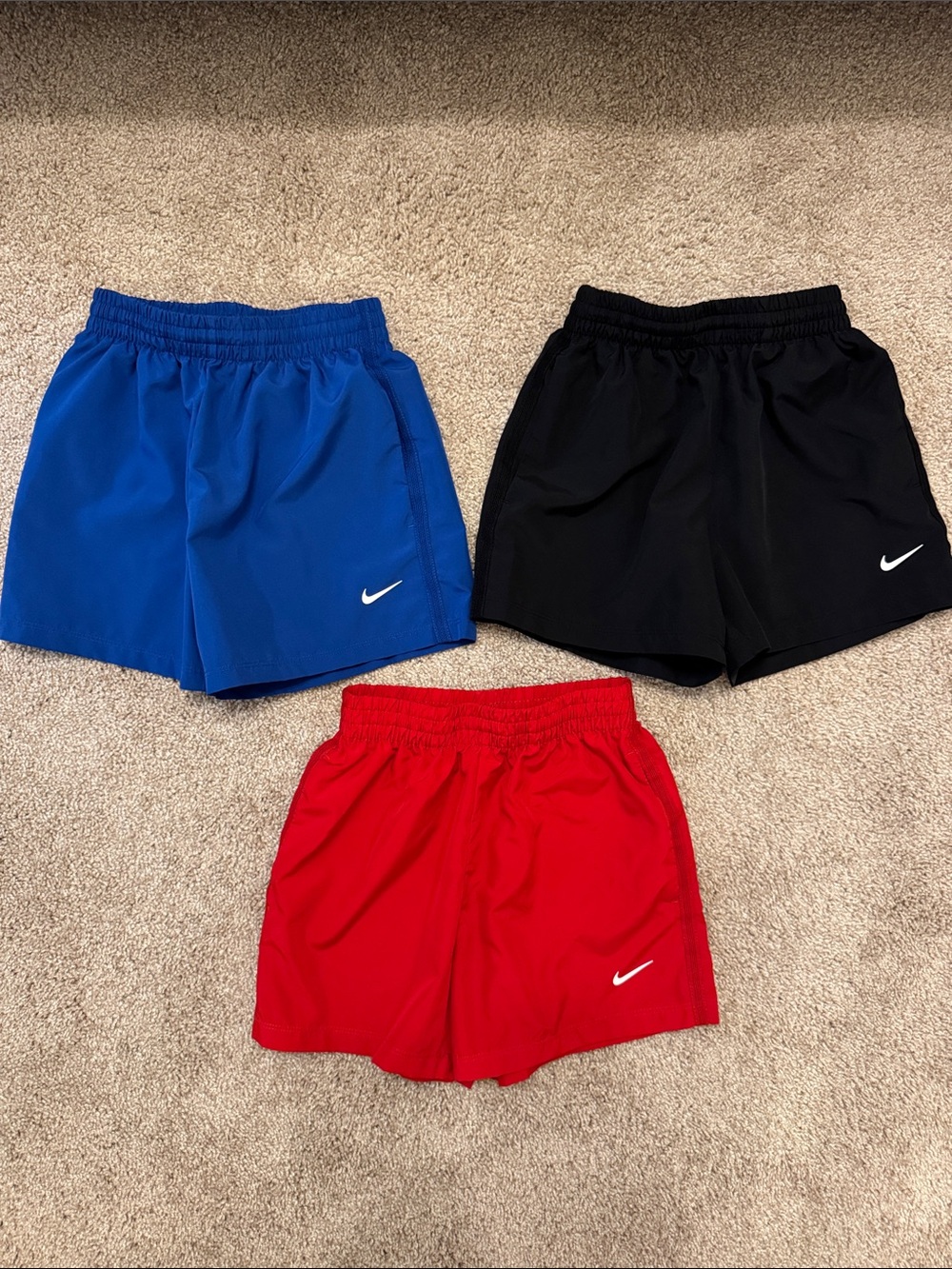 Youth Nike Dri-FIT 4in Shorts Set - Blue, Black, Red